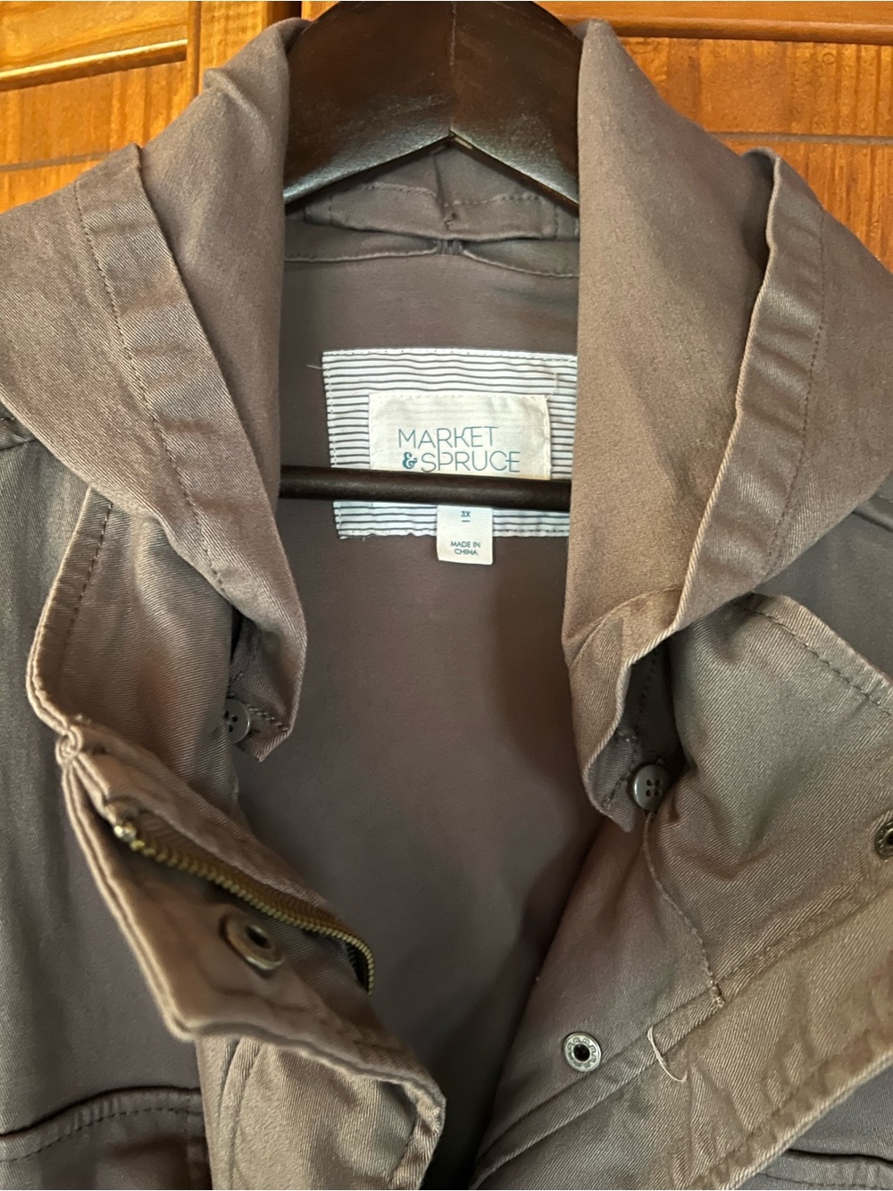 Market & Spruce Plus Utility Field Jacket in Tan/Gray - Picture 2 of 7